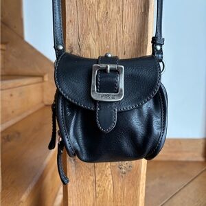 Frye Black Leather Mini Bag with Buckle